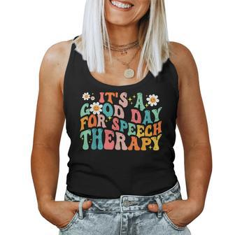 Retro Groovy It's A Good Day For Speech Therapy Smile Face Women Tank Top - Monsterry UK