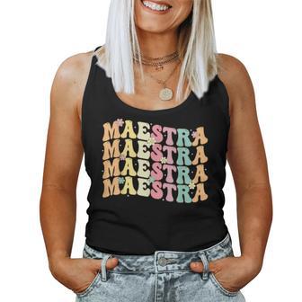 Retro Groovy Maestra Spanish Teacher Bilingual Women Women Tank Top - Monsterry