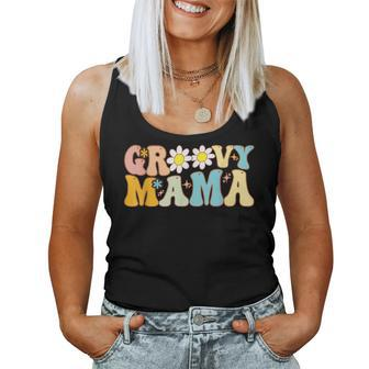 Retro Groovy Mama Daisy Flower Baby Shower For Mother's Day Women Tank Top - Monsterry AU