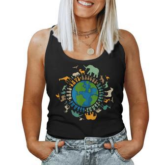 Retro Groovy Save Bees Rescue Animals Recycle Fun Earth Day Women Tank Top - Seseable