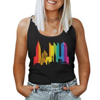 Retro Lgbt Rainbow Columbus Skyline Lesbian Gay Pride Women Tank Top - Monsterry DE