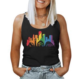 Retro Lgbt Rainbow Denver Skyline Lesbian Gay Pride Women Tank Top - Monsterry AU