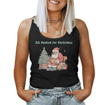 Retro Librarian Teacher Xmas All Booked For Christmas Santa Women Tank Top - Seseable