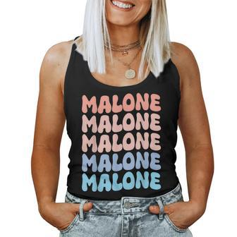 Retro Malone First Name Boy Personalized Groovy 80'S Girl Women Tank Top - Seseable