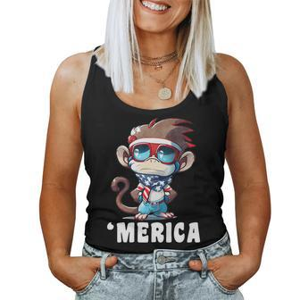 Retro 'Merica Monkey Dad Mom 4Th Of July Women Tank Top - Monsterry CA