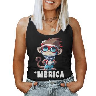 Retro 'Merica Monkey Dad Mom 4Th Of July Women Tank Top - Monsterry UK