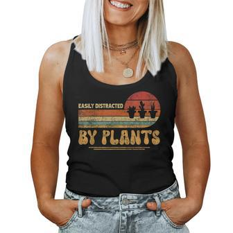Retro Pots Easily Distracted By Plants Botany Plant Lover Women Tank Top | Mazezy