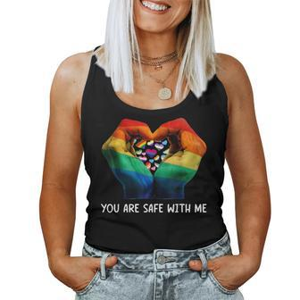Retro You Are Safe With Me Rainbow Bi Transgender Lgbt Pride Women Tank Top - Monsterry AU