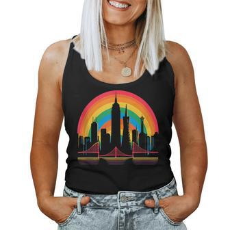 Retro San Francisco Skyline Rainbow Lgbt Lesbian Gay Pride Women Tank Top - Monsterry AU