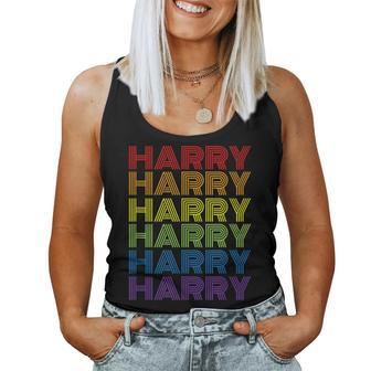 Retro Style Harry Rainbow Name Women Tank Top - Monsterry