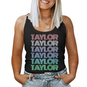 Retro Taylor First Name Personalized Girl Boy Groovy Bday Women Tank Top | Mazezy