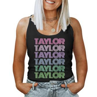 Retro Taylor Girl Boy First Name Personalized Groovy Bday Women Tank Top - Monsterry