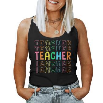 Retro Teacher Colorful Elementary School Teachers Women Women Tank Top - Monsterry DE