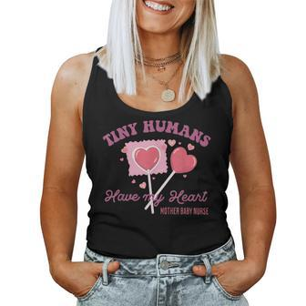 Retro Tiny Humans Have My Heart Mother Baby Nurse Valentine Women Tank Top - Seseable