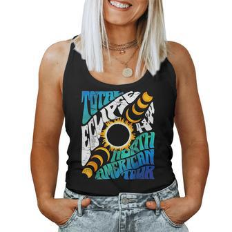 Retro Total Eclipse 2024 Groovy North American Tour Concert Women Tank Top - Seseable