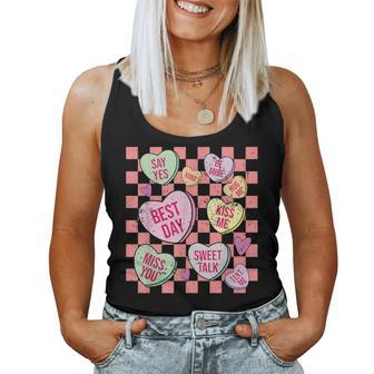 Retro Valentines Day Candy Conversation Hearts Girls Women Tank Top - Thegiftio UK