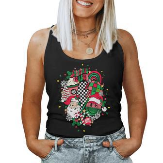Retro Vintage Groovy Merry Christmas With Santa Claus Women Tank Top - Monsterry UK