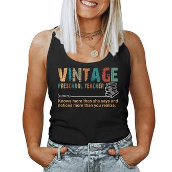 Retro Vintage Preschool Teacher Definition Costume Women Tank Top - Monsterry AU