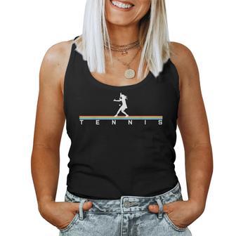 Retro Woman Play Tennis T Women Tank Top - Monsterry