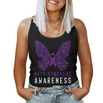 Rett Syndrome Awareness Butterfly Purple Ribbon Support Women Tank Top - Monsterry