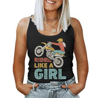 Ride Like A Girl Dirt Bike Rider Motocross Enduro Vintage Women Tank Top - Monsterry AU
