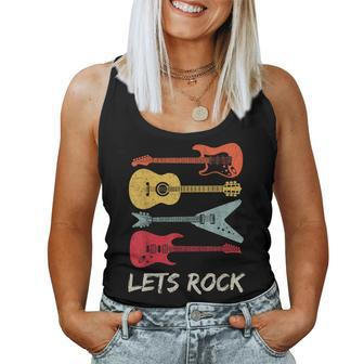 Lets Rock Rock N Roll Guitar Retro Women Women Tank Top - Thegiftio UK