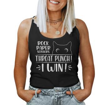 Rock Paper Scissors Throat Punch Cat Lover Cat Mom Cat Dad Women Tank Top - Monsterry AU