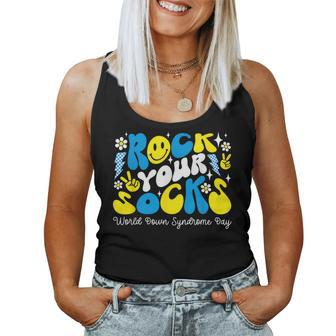 Rock Your Socks Down Syndrome Awareness Day Groovy Wdsd Women Tank Top - Monsterry CA