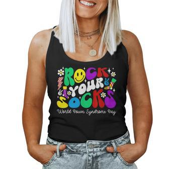 Rock Your Socks Down Syndrome Awareness Day Groovy Wdsd Women Tank Top - Seseable