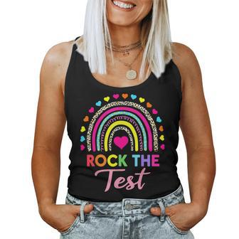 Rock The Test Test Day Teacher Testing Day Rainbow Teacher Women Tank Top - Seseable
