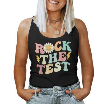 Rock The Test Retro Groovy Teacher Test Day Testing Day Women Tank Top - Seseable