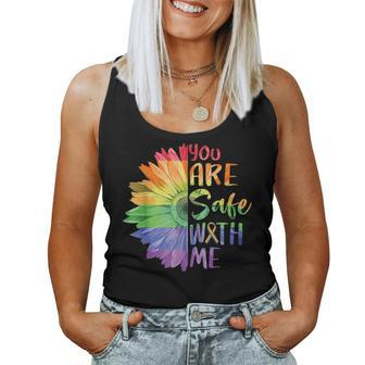 You Are Safe With Me Lgbtq Sunflower Pride Month Women Tank Top - Monsterry