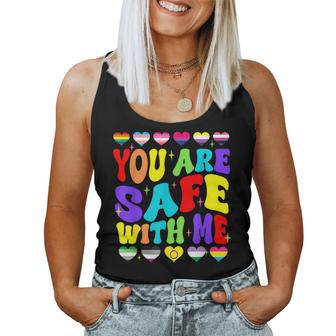You Are Safe With Me Rainbow Flag Lgbt Pride Supportive Women Tank Top - Monsterry DE
