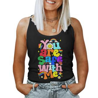 You Are Safe With Me Rainbow Pride Lgbtq Gay Transgender Women Tank Top - Monsterry CA