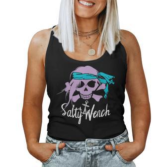 Salty Wench T Girl Pirate Skull Crossbones Anchor Women Tank Top - Monsterry DE