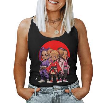 Samurai Girls Anime Afro Japanese Retro Style Natural Hair Women Tank Top - Thegiftio UK