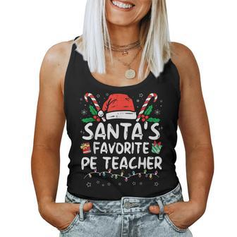 Santa's Favorite Pe Teacher Christmas Santa Xmas Women Tank Top | Mazezy