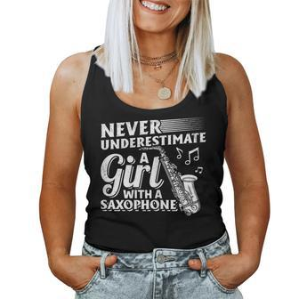 Saxophone Player Never Underestimate A Girl With A Saxophone Women Tank Top | Mazezy