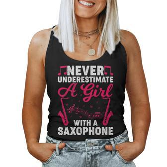 Saxophonist Girl Never Underestimate A Girl With A Saxophone Women Tank Top - Thegiftio UK