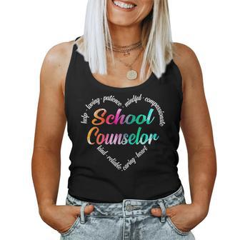School Counselor Heart Word Cloud Watercolor Rainbow Women Tank Top | Mazezy AU