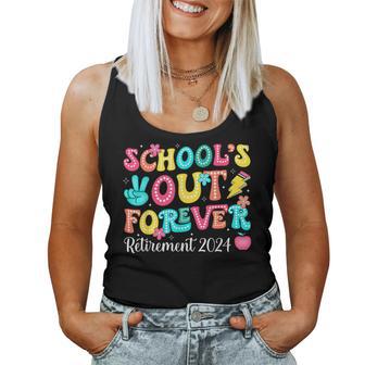 School's Out Forever Retired Groovy Teacher Retirement 2024 Women Tank Top - Monsterry DE