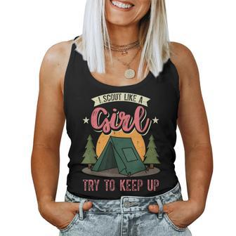 I Scout Like A Girl Try To Keep Up Troop Leader Scout Women Tank Top - Monsterry DE
