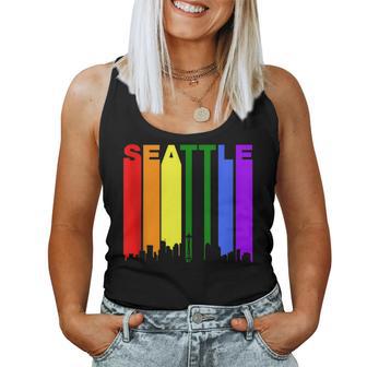 Seattle Washington Lgbtq Gay Pride Rainbow Skyline Women Tank Top - Monsterry CA