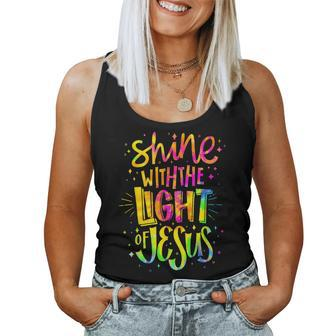 Shine With The Light Of Jesus Proud Christian Faith Quote Women Tank Top - Monsterry