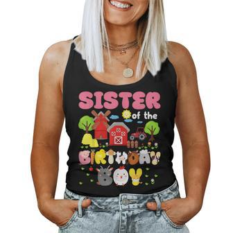 Sister Of The Birthday Boy Farm Animal Family Party Decor Women Tank Top - Seseable