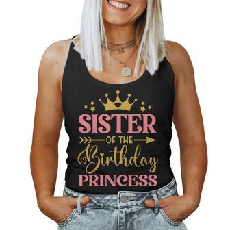Sister Of The Birthday Princess Themed Family Girl Birthday Women Tank Top - Monsterry CA