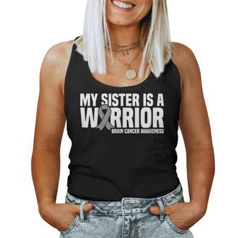 My Sister Is A Warrior Grey Ribbon Brain Cancer Awareness Women Tank Top - Monsterry AU