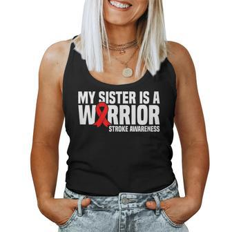 My Sister Is A Warrior Red Ribbon Stroke Awareness Women Tank Top - Monsterry UK