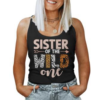 Sister Of The Wild One Birthday Girl Family Party Decor Women Tank Top - Seseable