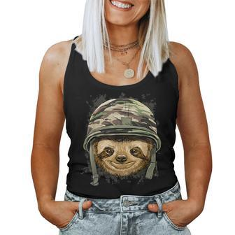 Sloth Soldier Veteran Army Sloth Forest Animal Lover Women Tank Top - Monsterry CA